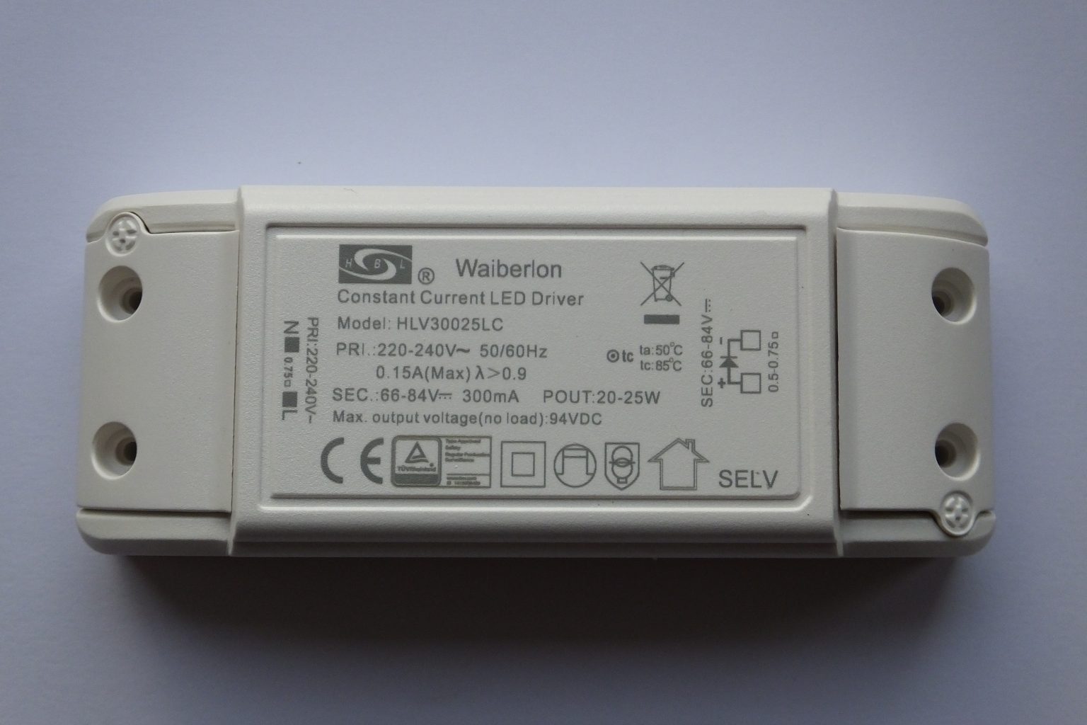 WAIBERLON HLV30025LC CONSTANT CURRENT LED DRIVER SaveMyLight